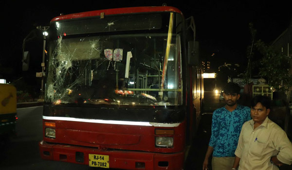 bus-damaged-after-naresh-meena-attack