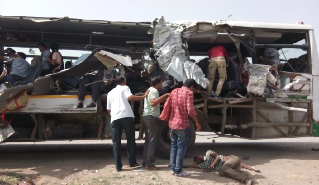 roadways bus accident near beawar Ajmre