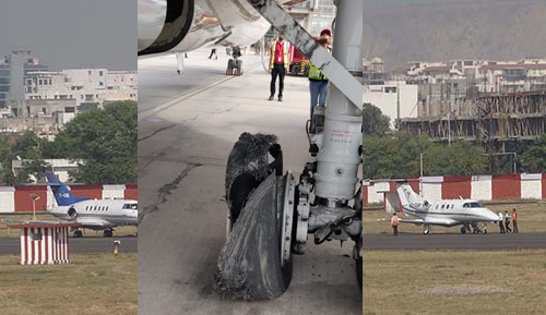 Spice Jet flight tyre burst.