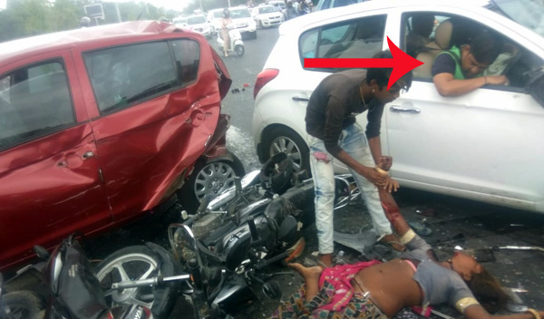 The driver who rammed his car into other vehicles. 