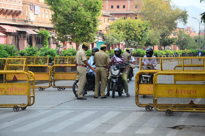 coronavirus lockdown police barrier